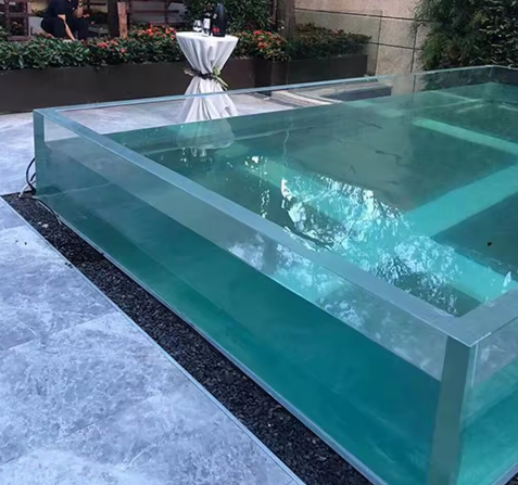 Custom Large Size Clear Acrylic Pool Wall for Infinity Edge Swimming Pool Hotel Villa Resort