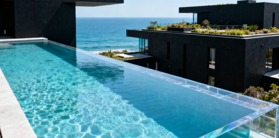 Window Wall Ground Full Side Inground Panels Sheet Endless Glass Outdoor Clear Cast Acrylic Swimming Pool UV Resistant