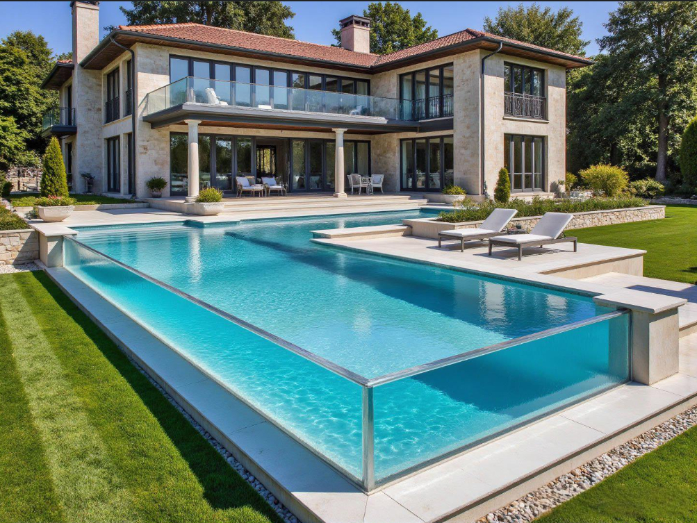 Window Wall Ground Full Side Inground Panels Sheet Endless Glass Outdoor Clear Cast Acrylic Swimming Pool UV Resistant