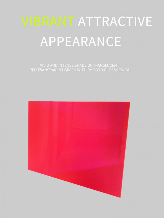 UV Resistance Fluorescent Transparent Red / Pink Cast Acrylic Perspex